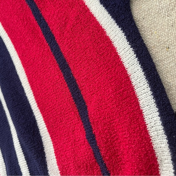 Vintage Sweater Striped Turtleneck Cowl Neck L Red White Blue - Picture 16 of 16